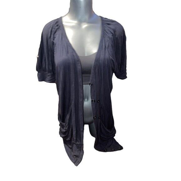 Deletta short sleeve button down Cardigan blue Xs - Picture 1 of 8